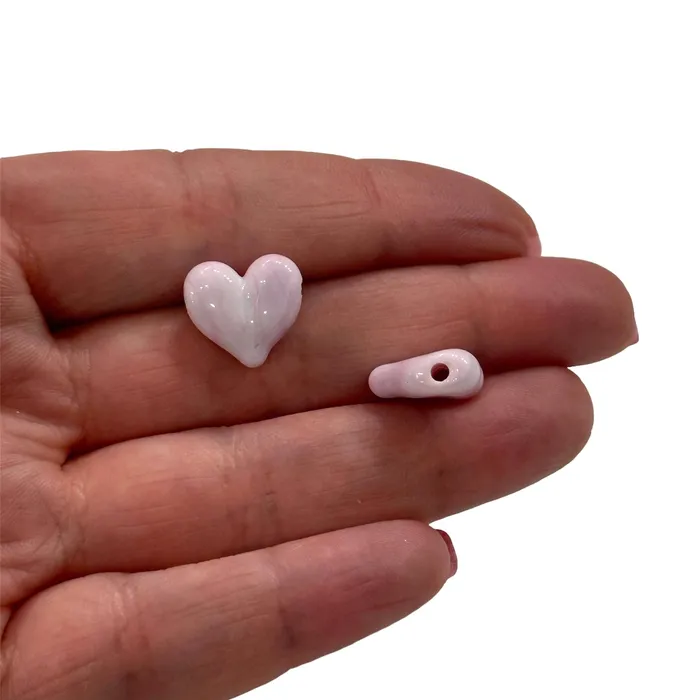 Peppy Beads Charm Necklaces Hand Made Murano Glass Pink Heart Charm