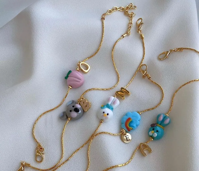 Peppy Beads Charm Necklaces Hand Made Murano Glass Pink Heart Charm