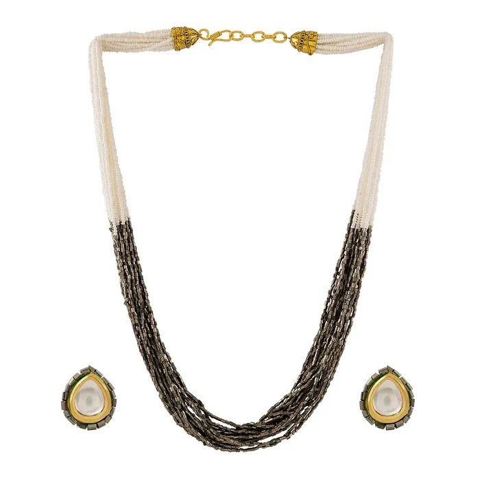 Necklaces Teejh Teejh Noorani White Grey Beads Necklace set