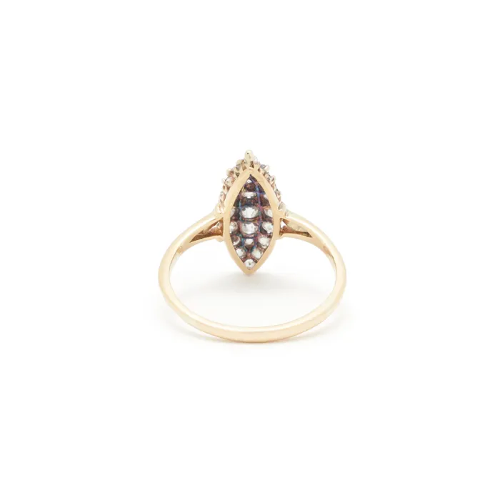 Victorian Diamond Navette 14k Gold Ring Antique Rings