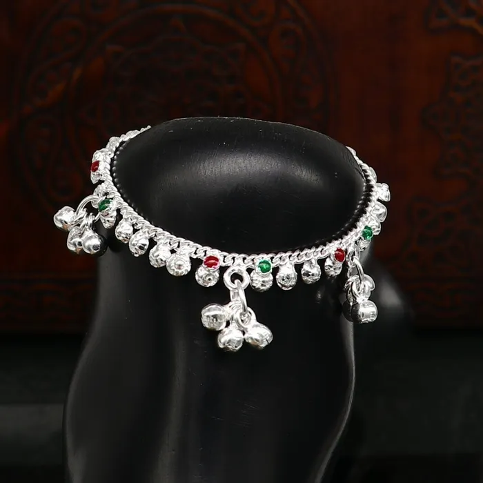 Bracelets 55 inches long handmade solid sterling silver baby kids ankle bracelet elegant dainty customized charm bracelet unisex baby jewelry ank426 TRIBAL ORNAMENTS