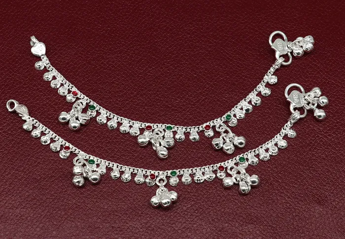 Bracelets 55 inches long handmade solid sterling silver baby kids ankle bracelet elegant dainty customized charm bracelet unisex baby jewelry ank426 TRIBAL ORNAMENTS