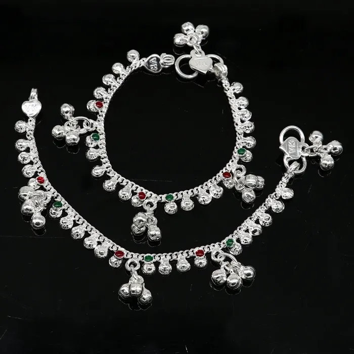 Bracelets 55 inches long handmade solid sterling silver baby kids ankle bracelet elegant dainty customized charm bracelet unisex baby jewelry ank426 TRIBAL ORNAMENTS