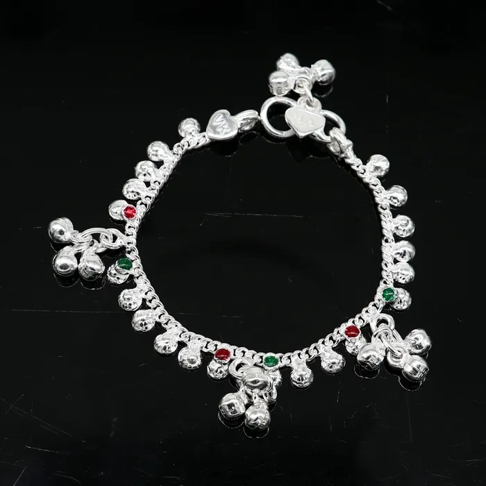 Bracelets 55 inches long handmade solid sterling silver baby kids ankle bracelet elegant dainty customized charm bracelet unisex baby jewelry ank426 TRIBAL ORNAMENTS