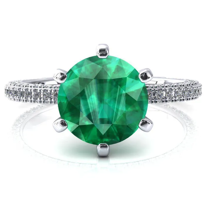 Fire Brilliance Rings Mariyah Round Emerald 6 Prong 34 Eternity 3 Sided Diamond Shank Engagement Ring