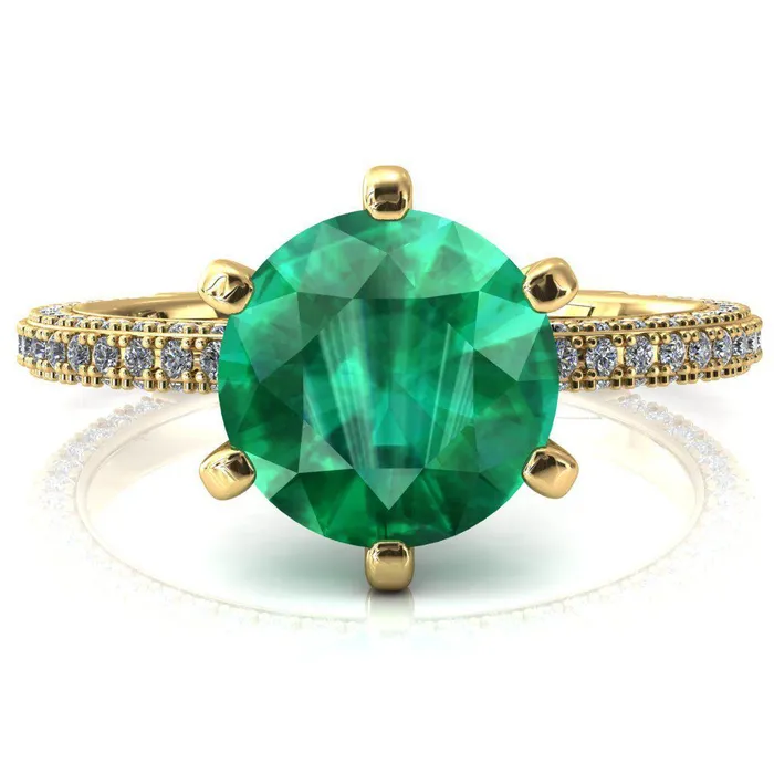 Fire Brilliance Rings Mariyah Round Emerald 6 Prong 34 Eternity 3 Sided Diamond Shank Engagement Ring