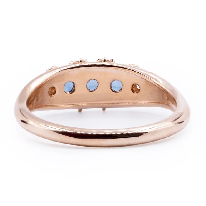 Fire Brilliance Rings Three London Blue Topaz Stone Vintage Ring with Diamond Accents