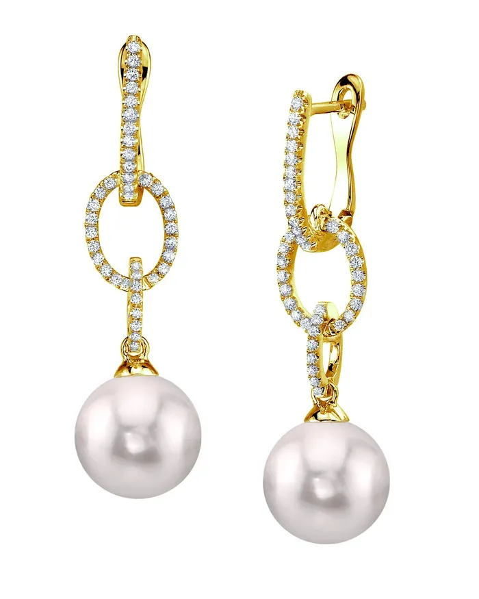 Japanese Akoya Pearl Diamond Cosmopolitan Dangle Earrings spt Earrings