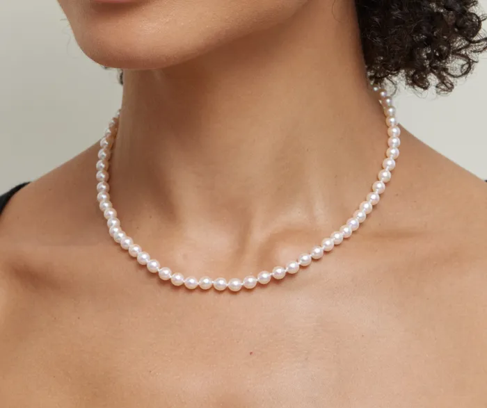 spt Necklaces 5055mm Japanese Akoya White Pearl Necklace AAA Quality