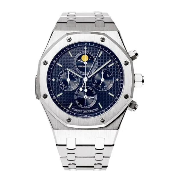 Audemars Piguet Royal Oak Grande Complication 44mm Mens Watch Ref 25865BCOO1105BC01 Blue Moonphase Dial 18K White Gold Bracelet Audemars Piguet Bracelets