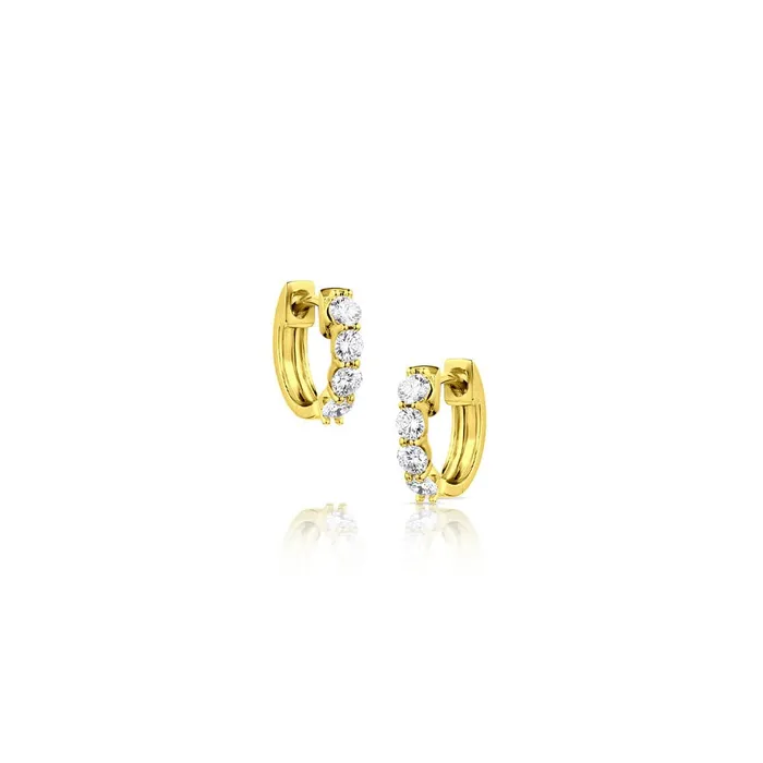 CJ Charles Jewelers Earrings 18kt Yellow Gold 070ctw Diamond Small Huggie Earrings