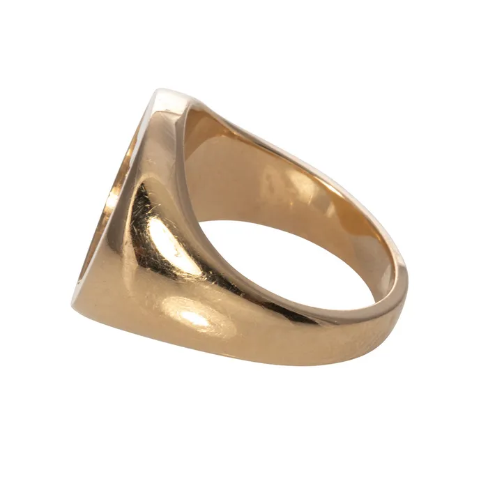 Croghans Rings 14K Yellow Gold Engraved 13x11mm Oval Signet Ring