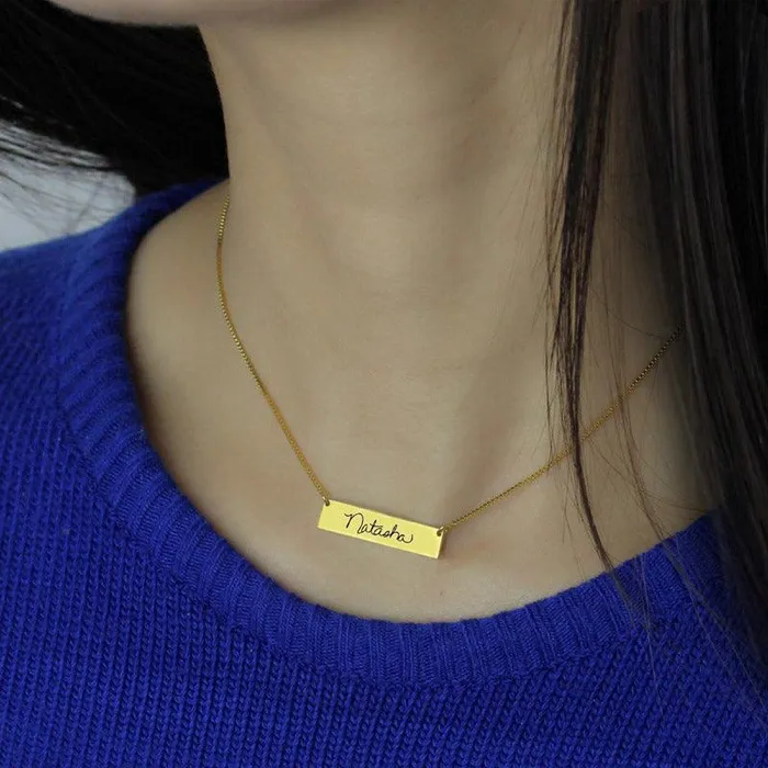 Custom Signature Necklace Engraved Handwriting Jewelry Authentic Handwritten Name Pendant Personalized Gold Keepsake Belbren Necklaces