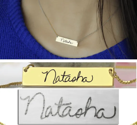 Custom Signature Necklace Engraved Handwriting Jewelry Authentic Handwritten Name Pendant Personalized Gold Keepsake Belbren Necklaces