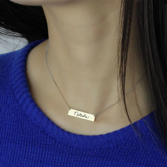 Custom Signature Necklace Engraved Handwriting Jewelry Authentic Handwritten Name Pendant Personalized Gold Keepsake Belbren Necklaces
