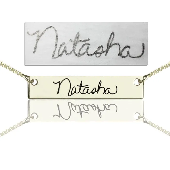 Custom Signature Necklace Engraved Handwriting Jewelry Authentic Handwritten Name Pendant Personalized Gold Keepsake Belbren Necklaces