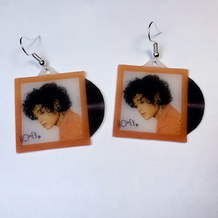 Earrings Sam Makes Things Kehlani Honey Single Vinyl Handmade Earrings