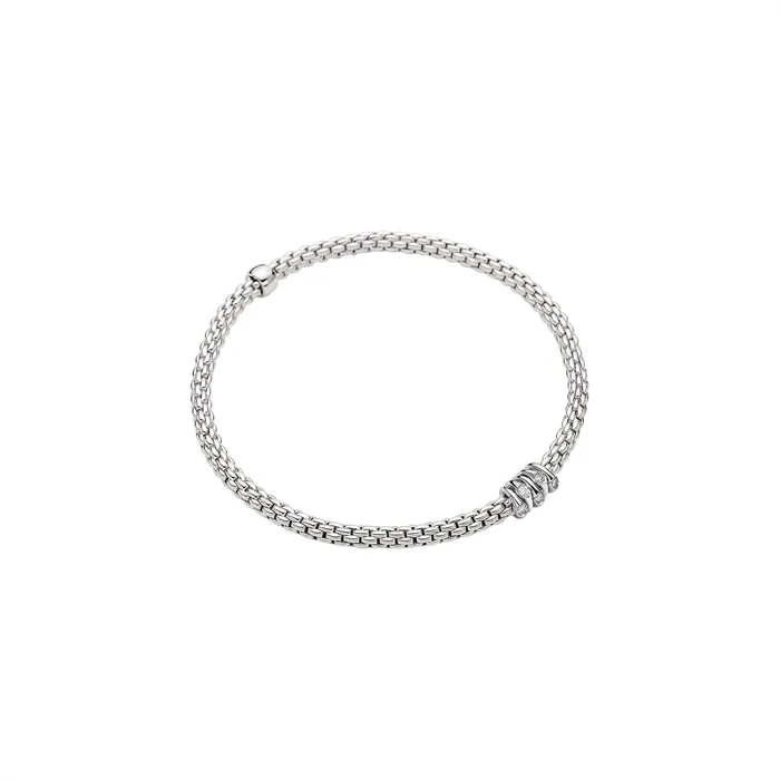 FOPE 18K White Gold Prima Collection Diamond Bracelet Medium Size FOPE Bracelets