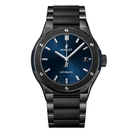 Hublot Hublot Classic Fusion Ceramic Blue 45mm Watch Ref 510CM7170CM Blue Dial Black Ceramic Bracelet Bracelets