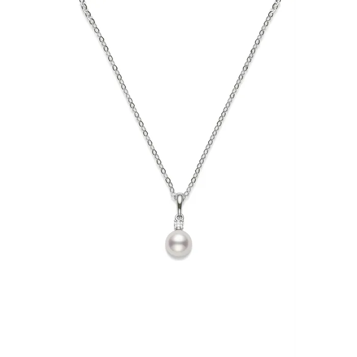 Mikimoto Necklaces Mikimoto 18K White Gold Pearl Diamond Pendant Necklace