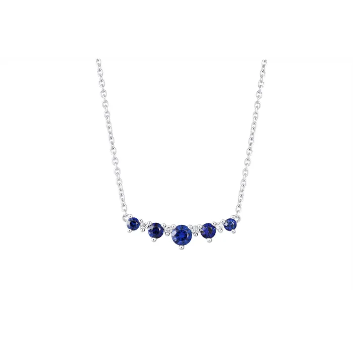 Necklaces 14K White Gold Sapphire and Diamond Necklace Fana