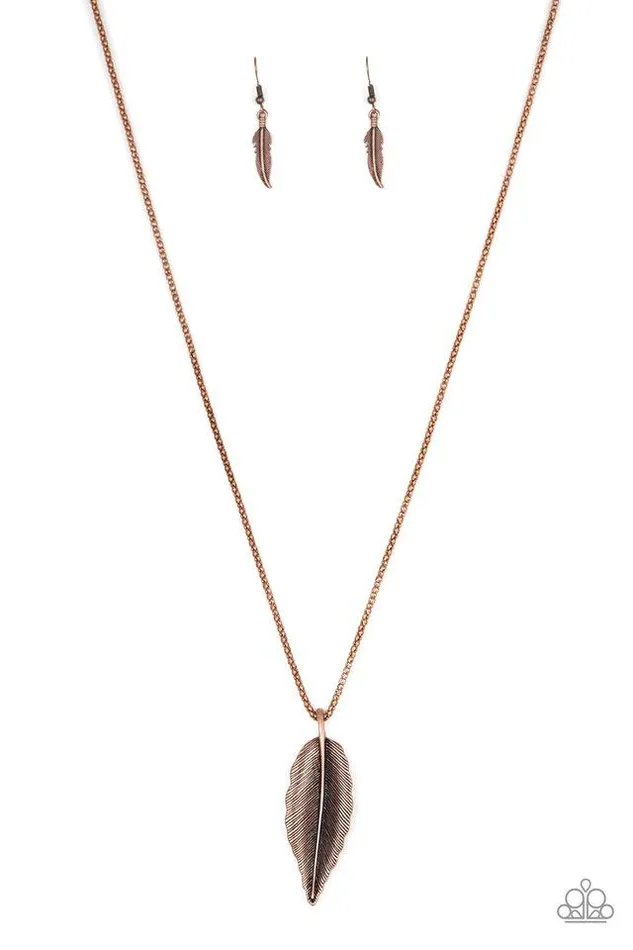 Necklaces Paparazzi Jewelry Paparazzi Necklace Feather Forager Copper