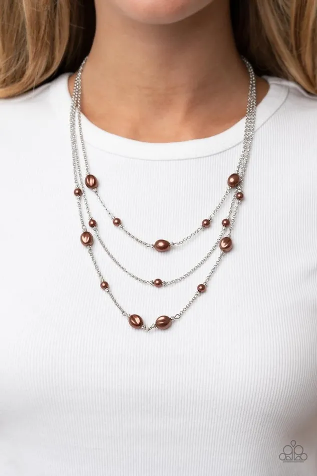 Necklaces Paparazzi Necklace Pearlicious Pop Brown Paparazzi Jewelry