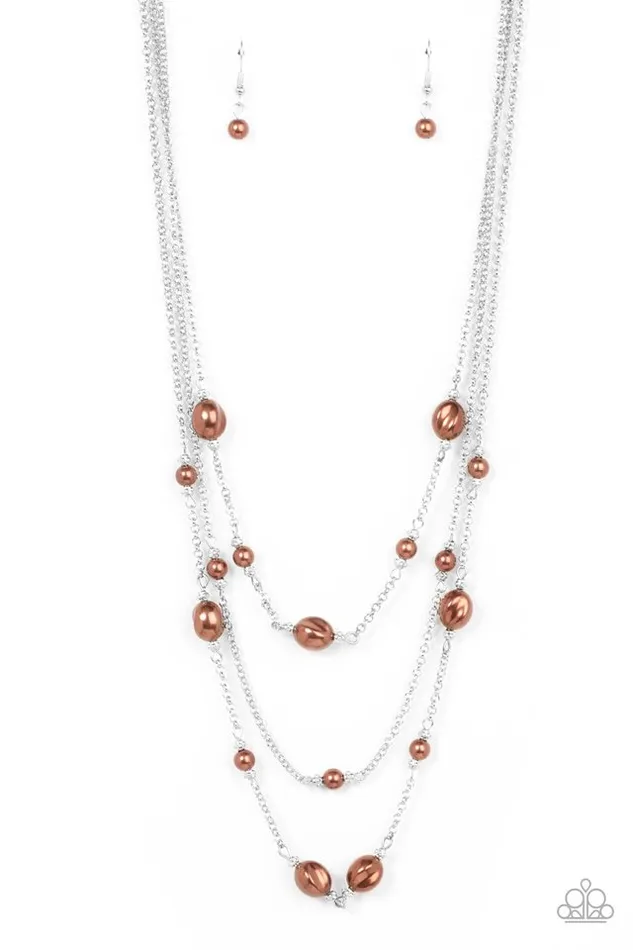 Necklaces Paparazzi Necklace Pearlicious Pop Brown Paparazzi Jewelry