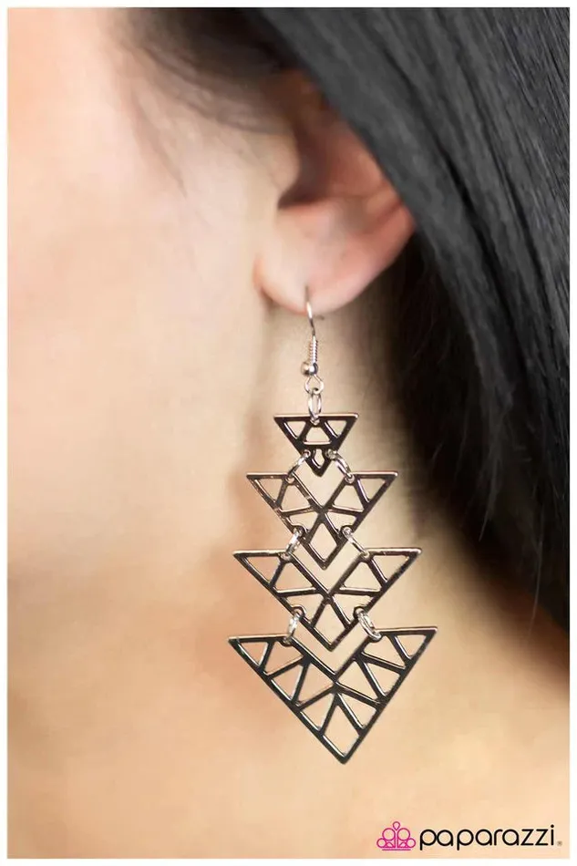 Paparazzi Earring Straight To The Point Silver Paparazzi Jewelry Earrings