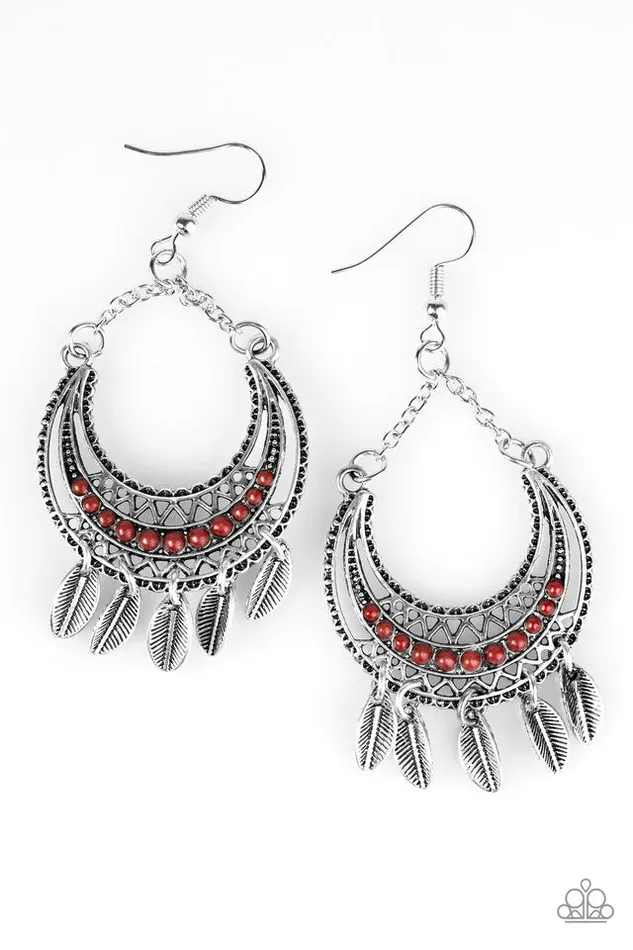 Paparazzi Jewelry Earrings Paparazzi Earring Lunar Lullaby Red
