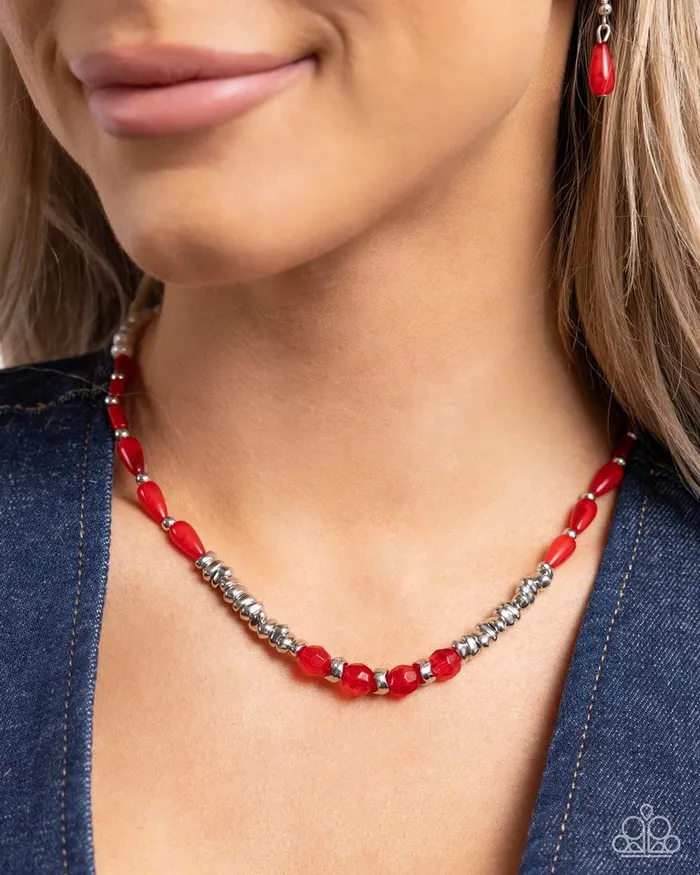 Paparazzi Necklace Dainty Diversity Red Paparazzi Jewelry Necklaces