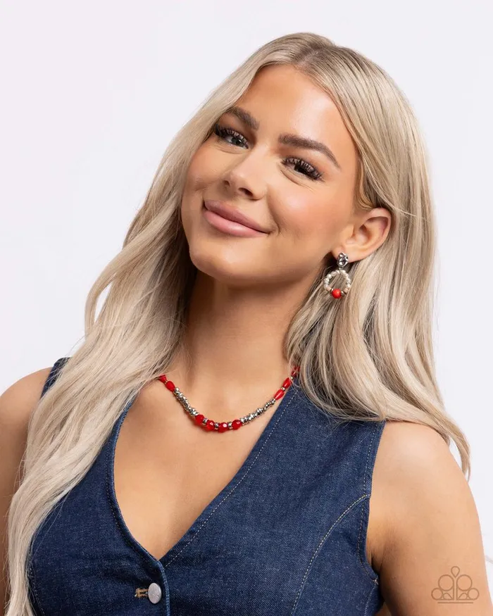Paparazzi Necklace Dainty Diversity Red Paparazzi Jewelry Necklaces