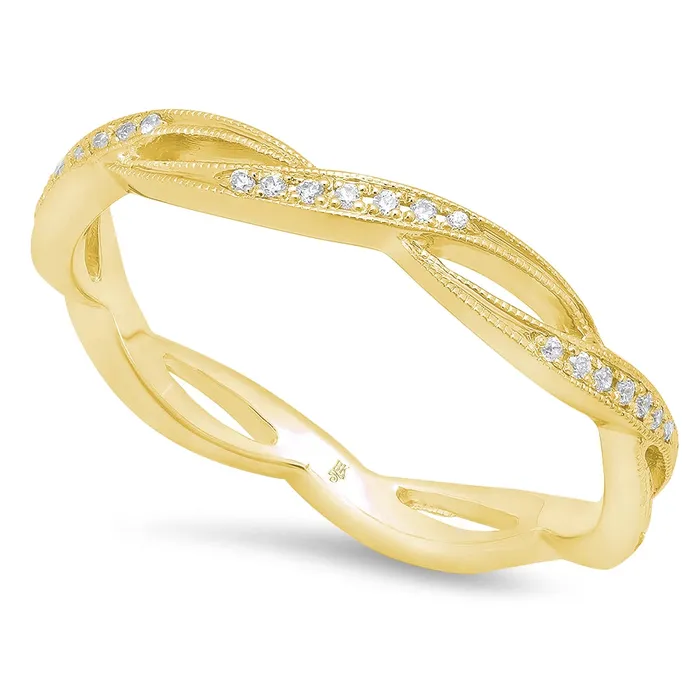 Rings 18K Yellow Gold Diamond Eternity Band Open Infinity Design Wedding Bands