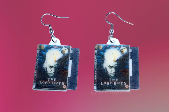 Sam Makes Things Earrings The Lost Boys 1987 Movie VHS style Handmade Earrings
