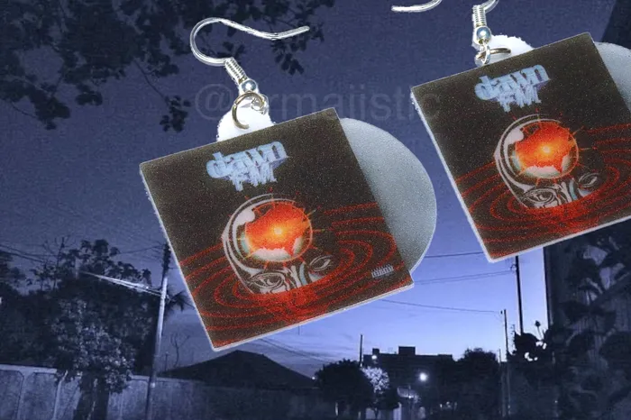 Sam Makes Things Earrings The Weeknd Dawn FM Vinyl Album Handmade Earrings