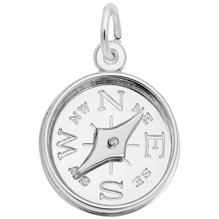 Sterling Silver Compass with Needle Charm Croghans Rings