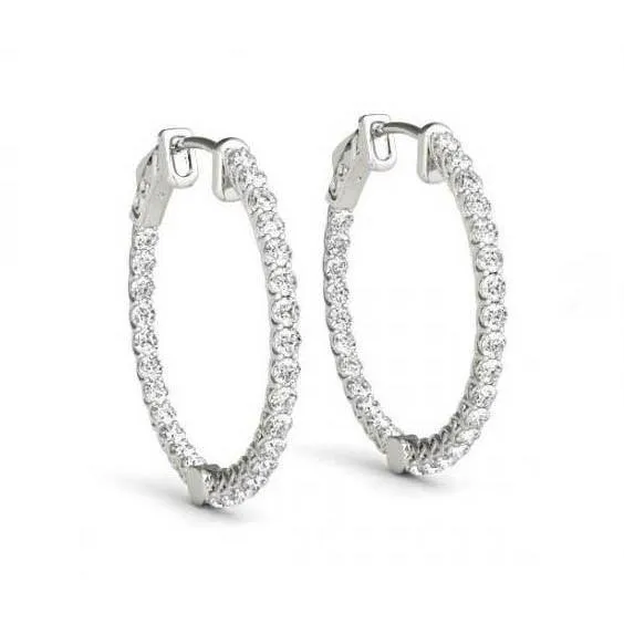 125 Ct Natural Earth Mined Diamonds Hoop Earring Bezel Set Earring Gold GB Earrings