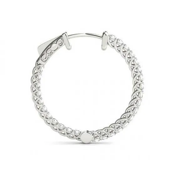 125 Ct Natural Earth Mined Diamonds Hoop Earring Bezel Set Earring Gold GB Earrings