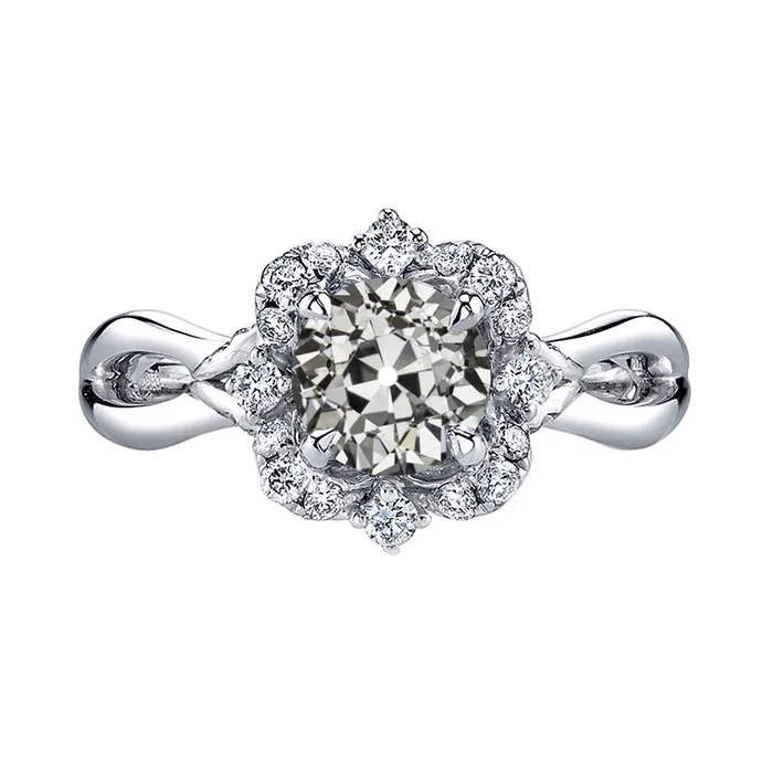 Antique Style Old Cut Round Natural Earth Mined Diamond Halo Ring Split Shank 4 Carats HarryChadEntcom Rings