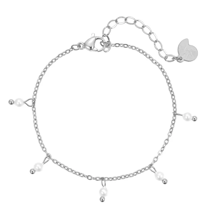 Bracelets Hey Happiness Cinque Pearl Chain Bracelet Silver