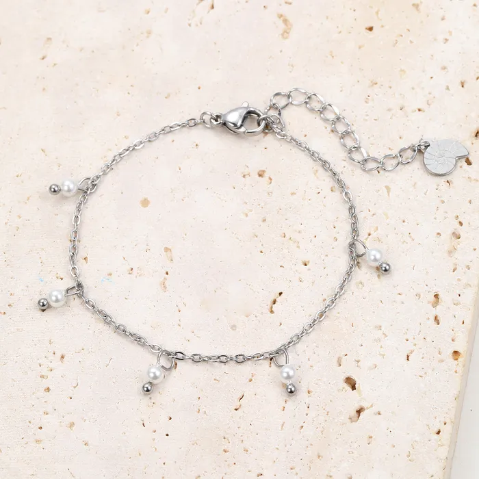 Bracelets Hey Happiness Cinque Pearl Chain Bracelet Silver