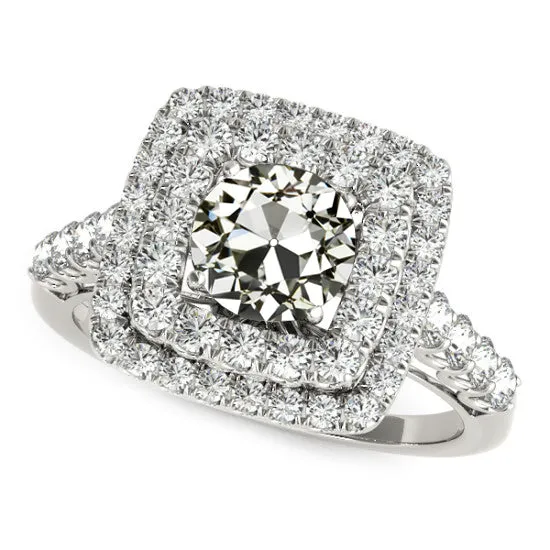 Double Halo Round Old Miner Natural Earth Mined Diamond Ring 550 Carats Jewelry HarryChadEntcom Rings