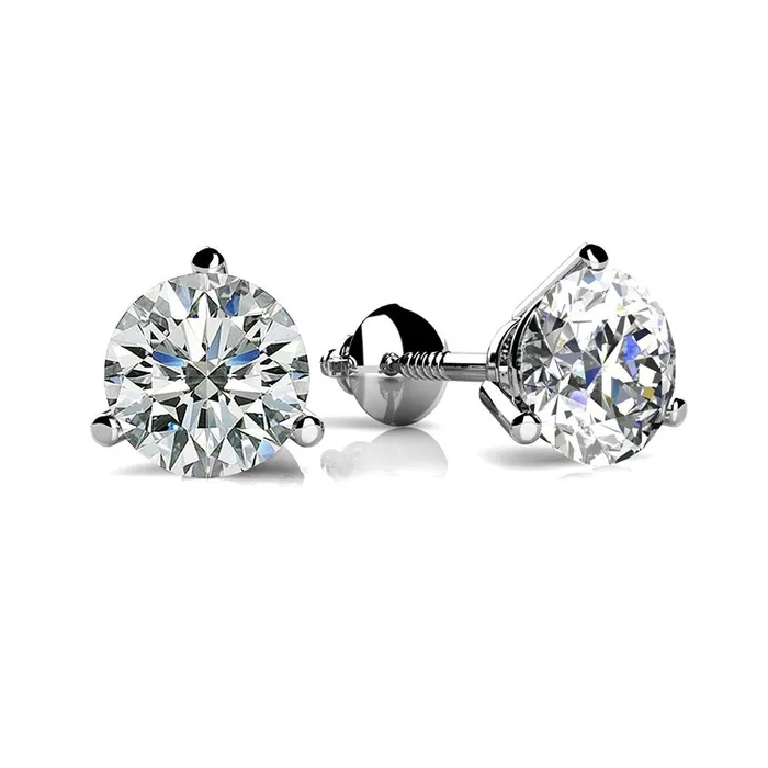 Earrings GB 13 Ct Round Solitaire Natural Earth Mined Diamond Stud Earring