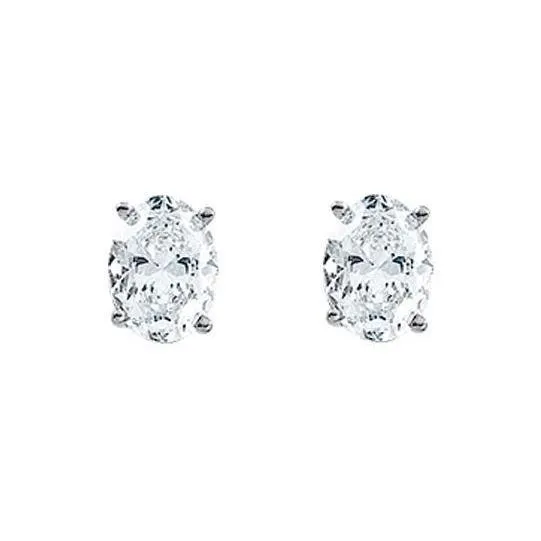 Earrings GB 2 Carats Oval Cut Natural Earth Mined Diamond Stud Women Earring White Gold 14K New