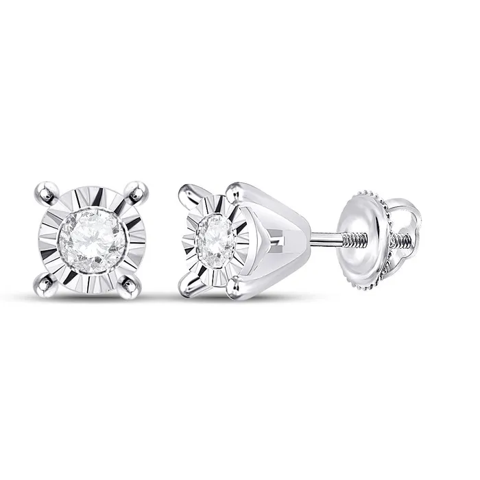 Earrings GND GND 10Kt White Gold Womens Round Diamond Stud Earrings 120 Cttw