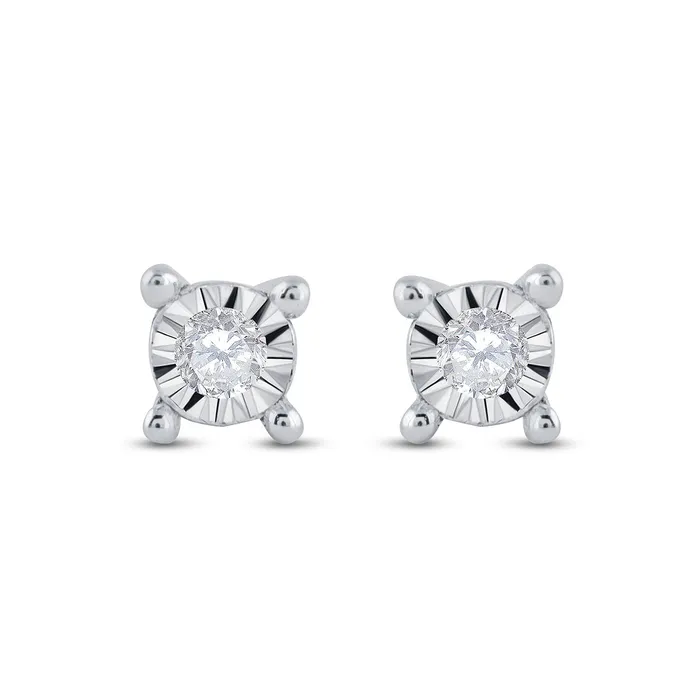 Earrings GND GND 10Kt White Gold Womens Round Diamond Stud Earrings 120 Cttw
