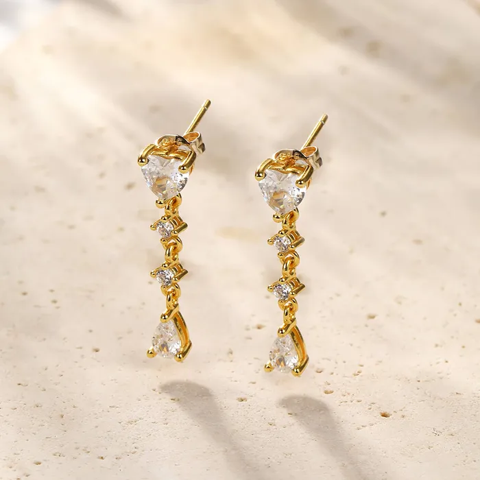Earrings Heart Drop Stud Earrings Sterling Silver Hey Happiness