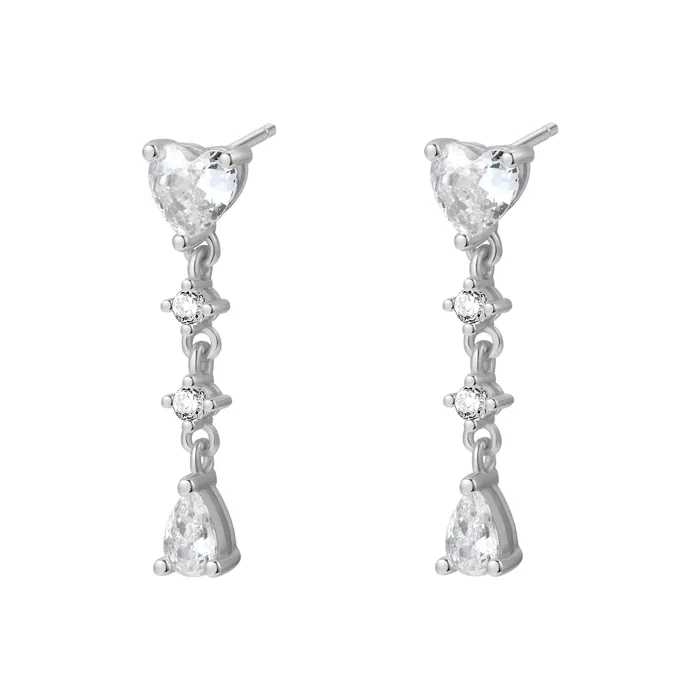 Earrings Heart Drop Stud Earrings Sterling Silver Hey Happiness