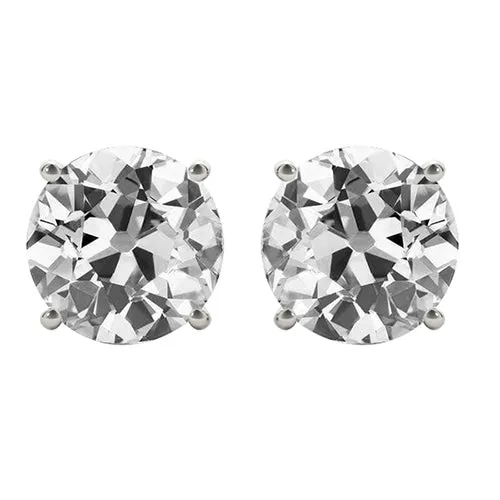 Earrings Solitaire Stud Earrings Old Miner Genuine Diamonds 5 Ct White Gold 14K HarryChadEntcom