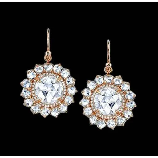GB Earrings Natural Earth Mined Diamonds Dangle Earrings Pair Yellow Gold 250 Carats